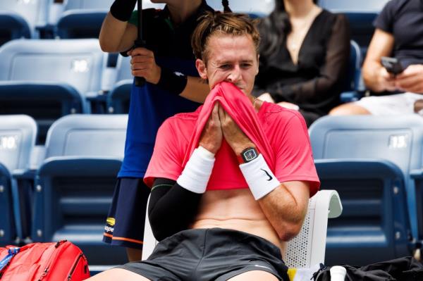 Sebastian Korda during a timeout in his U.S. Open match on Aug. 29, 2024.